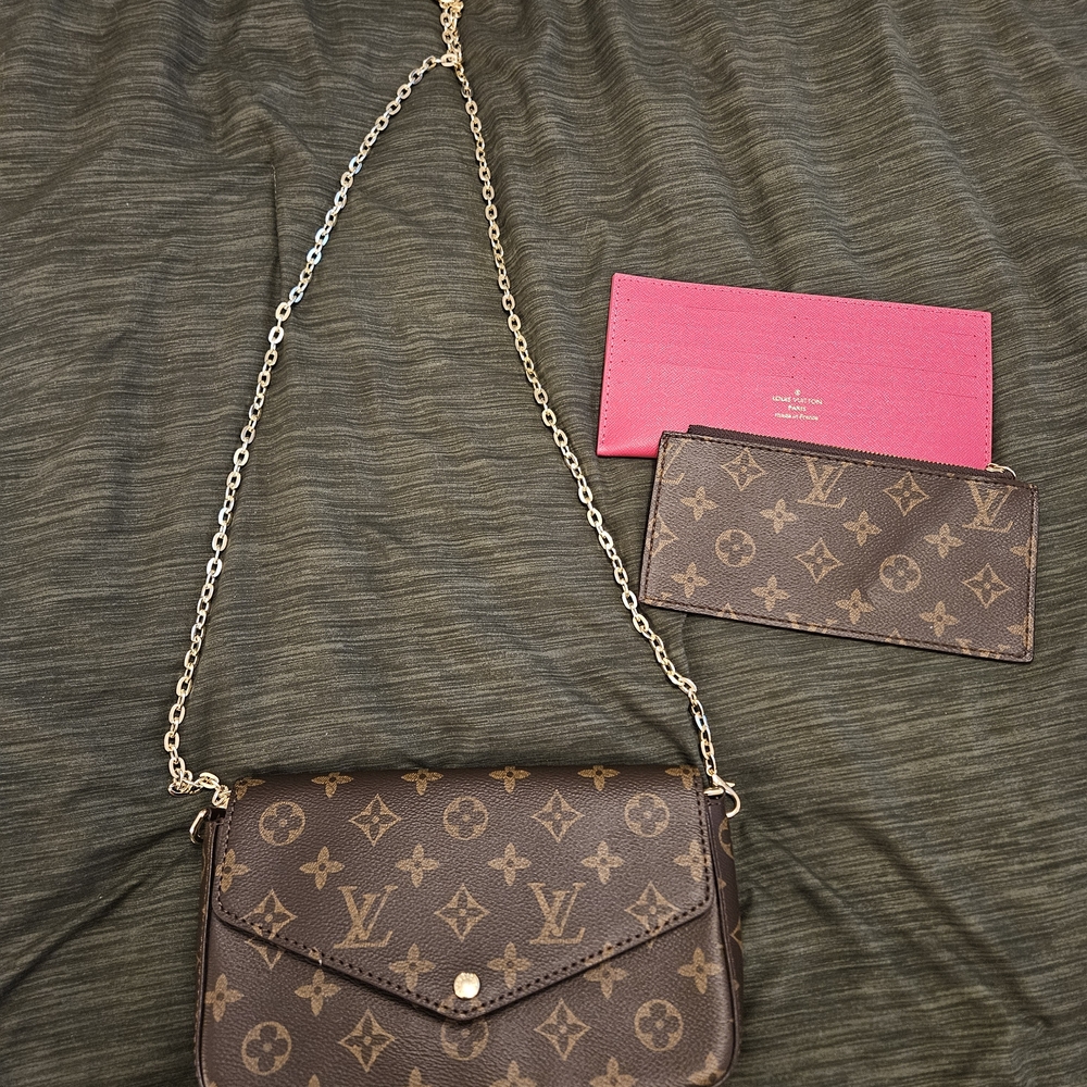 Monogram Crossbody Bag with Pink Interior